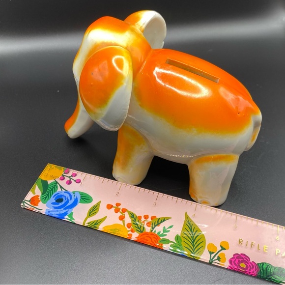 Vintage Antique Estate Made In Japan Orange Elephant Piggy Bank H in Diamond - Picture 11 of 11